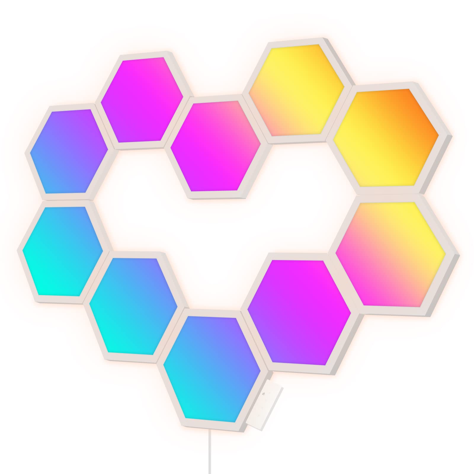 Bliofo RGBW Smart Hexagon Light, LED Wall Panel Light 10 Pack, DIY Design, Music Synchronization, APP Control, for Living Room, Game, Party Decoration