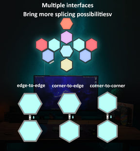 Bliofo RGBW Smart Hexagon Light, LED Wall Panel Light 10 Pack, DIY Design, Music Synchronization, APP Control, for Living Room, Game, Party Decoration