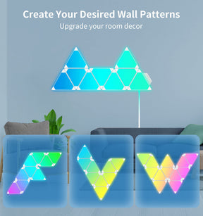 RGBW Smart Triangle Light, LED Wall Panel Light 9 Pack, DIY Design, Music Synchronization, APP Control, for Living Room, Game, Party Decoration