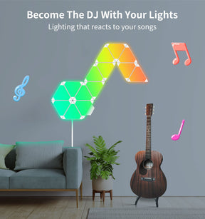 RGBW Smart Triangle Light, LED Wall Panel Light 9 Pack, DIY Design, Music Synchronization, APP Control, for Living Room, Game, Party Decoration