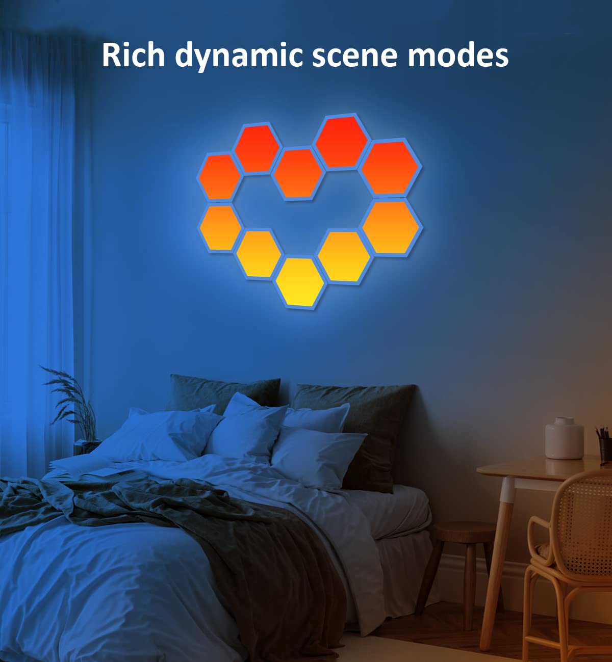 Bliofo RGBW Smart Hexagon Light, LED Wall Panel Light 10 Pack, DIY Design, Music Synchronization, APP Control, for Living Room, Game, Party Decoration