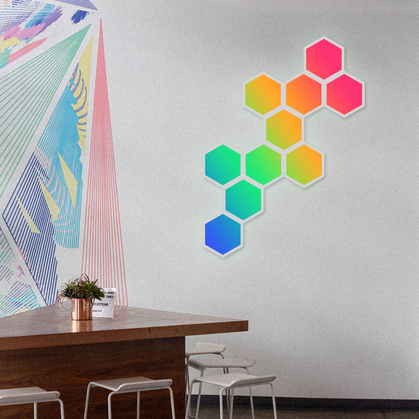 Bliofo RGBW Smart Hexagon Light, LED Wall Panel Light 10 Pack, DIY Design, Music Synchronization, APP Control, for Living Room, Game, Party Decoration